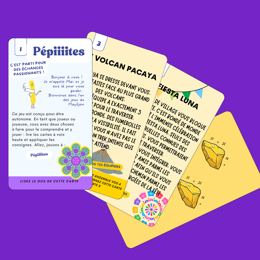 Pépiiites est un jeu sérieux édité par Mayéjem pour s’amuser avec les différents talents, composer la meilleure équipe et prendre conscience des atouts de chacun et des complémentarité dans une équipe